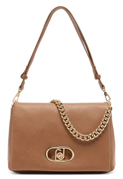 Geanta crossbody de piele ecologica cu bareta ajustabila - Maro deschis