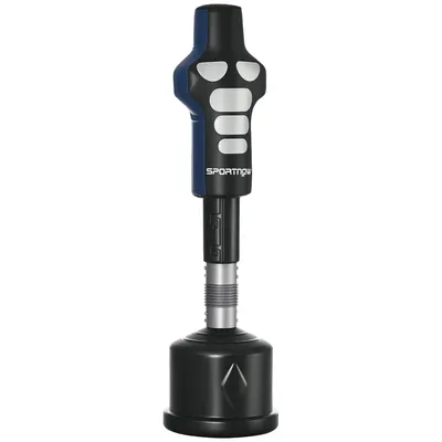 SPORTNOW Manechin de box, liber, reglabil în înălțime, bază grea, piele artificială, negru+gri+albastru, 55 x 55 x 178-207 cm | Aosom Romania