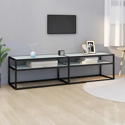 vidaXL Comodă TV, marmură albă, 160x40x40,5 cm, sticlă securizată