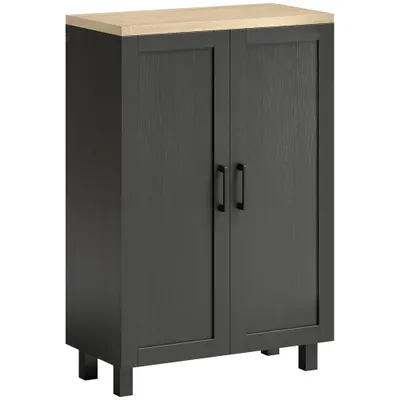 HOMCOM Bufet de Living Îngust cu 2 Uși Dulap de Bucătărie cu Poliță Reglabilă pentru Hol 60x30x90 cm Negru | Aosom Romania