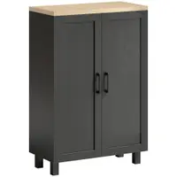 HOMCOM Bufet de Living Îngust cu 2 Uși Dulap de Bucătărie cu Poliță Reglabilă pentru Hol 60x30x90 cm Negru | Aosom Romania
