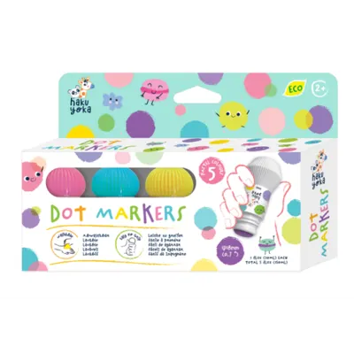 Set 5 carioci lavabile Dot Markers - culori pastel, Haku Yoka