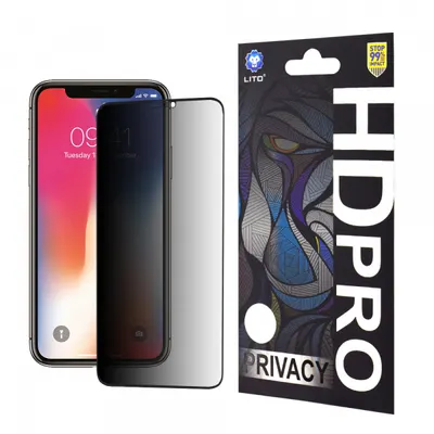 Folie de protectie Ecran Privacy Lito HD Pro pentru Apple iPhone 11 Pro / XS / X, Sticla Securizata, Full Glue