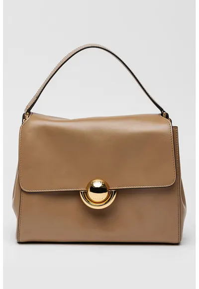 Geanta crossbody din piele cu bareta ajustabila Domus - Maro deschis