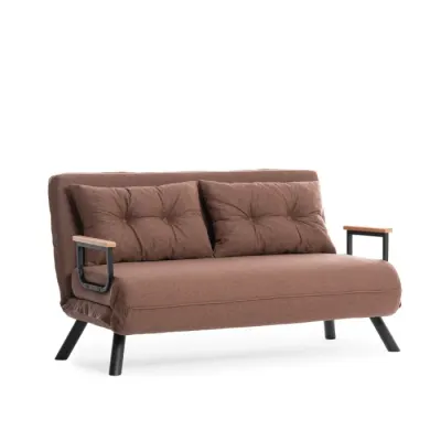 Canapea extensibila SANDO, 2 locuri, maro deschis, 133x78x78 cm