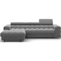 Colțar taupe extensibil/cu spațiu de depozitare cu tapițerie din catifea (cu colț pe partea stângă/cu șezlong) Felro – ELTAP