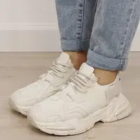 Sneakersi bej albi cu talpa groasa 8961 M2