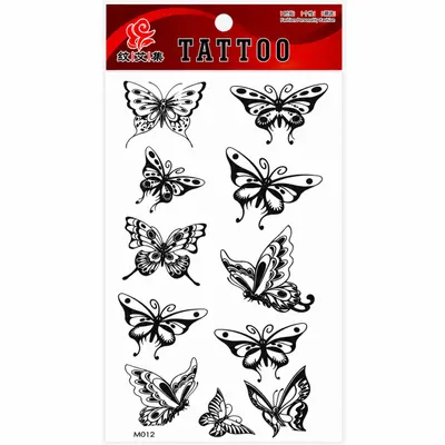 Tatuaj Temporar Semipermanent Fluturi Eleganți Black & White – 18 cm, Rezistent la Apă