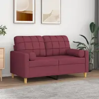 Gossi canapea cu 2 locuri cu pernute, rosu vin, 120 cm, textil
