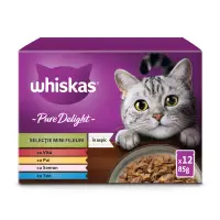 Whiskas Pure Delight hrana umeda pentru pisici adulte, selectii de carne in aspic 12 x 85 g