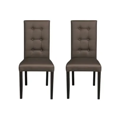 Set 2 scaune living TEO LUX, picioare lemn wenge, piele ecologica gri elefant, 46x60x98 cm