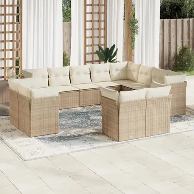 Gossi set canapele de gradina cu perne, 12 piese, bej, poliratan