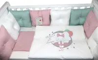 Set lenjerie de pat de lux Bambino Casa - Pillows rosa, 12 piese