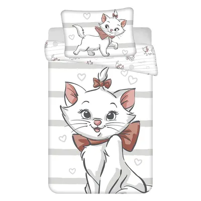 Lenjerie de pat pentru copii albă din bumbac pentru pătuț 100x135 cm Marie Cat "Bow" – Jerry Fabrics