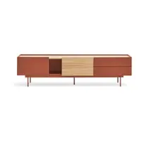 Comodă TV cărămiziu-natural cu aspect de lemn de stejar 180x45 cm Otto – Teulat