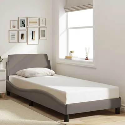 vidaXL Cadru de pat cu tăblie, Dover, taupe, 90x200 cm, textil