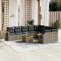 Gossi set mobilier de gradina cu perne, 10 piese, gri, poliratan