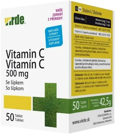 Vitamina C + Măceș, 50 tablete, Virde