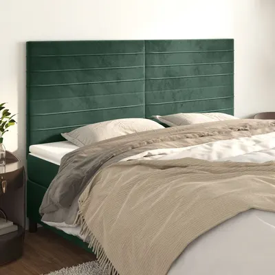 Gossi tablii de pat, 4 buc, verde inchis, 80x5x78/88 cm, catifea