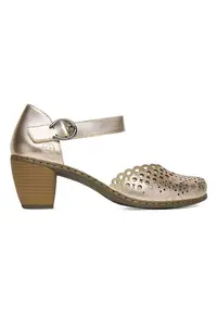 Pantofi dama - piele naturala - auriu - toc clasic