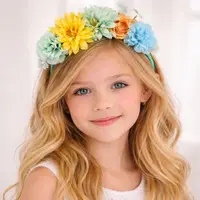Bentiță de păr, turcoaz cu floricele, Zooky, accesoriu elegant pentru fete și evenimente speciale