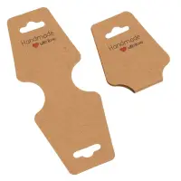 Suport în formă de trapez cu adeziv si mesaj Handmade with love - kraft (set 100 buc) - Default Title