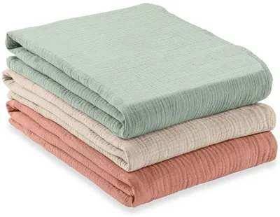 Scutece museline Hauck - Cuddle N Clean, set de 3 bucăți, Sage/Beige/Cork