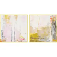 Tablouri cu ramă/pe pânză 2 buc. imprimate/cu elemente pictate manual 41,5x41,5 cm New Age Yellow – Malerifabrikken