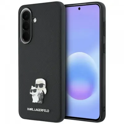 Husa pentru Samsung Galaxy A57 5G, Karl Lagerfeld, Saffiano Karl & Choupette Metal, Neagra