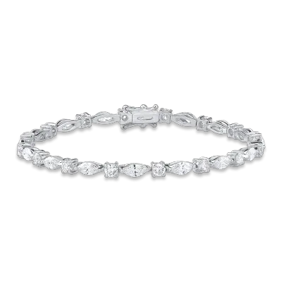 Bratara tennis din aur alb cu diamante marquise de 4.95ct