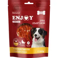 Recompense pentru caini Enjoy Carnivore Rawhide Chews cu pui 300 gr