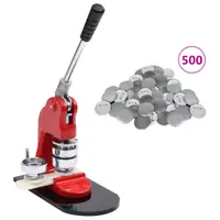 vidaXL Presă insigne cu 500 piese de insignă cu agrafă, 37 mm