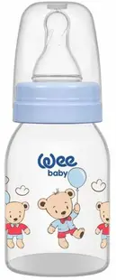 Biberon Wee Baby Classic - 125 ml, albastru cu ursuleți