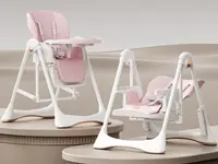 Scaun de masa pentru copii Little Mom Pink multifunctional 3 in 1, design ergonomic, pliabil, structura piramidala, roti silentioase, suport pentru picioare, dimensiuni 63x80x105 cm