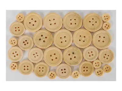 Nasturi din lemn Fandy - 30 buc, natural, mix