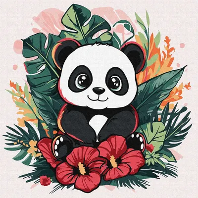 Set de pictură după numere Ideyka - Panda, 30 x 30 cm