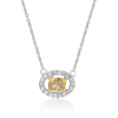 Lant cu pandantiv din aur alb cu fancy diamond de 0.3 si diamante transparente de 0.094ct