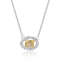 Lant cu pandantiv din aur alb cu fancy diamond de 0.3 si diamante transparente de 0.094ct
