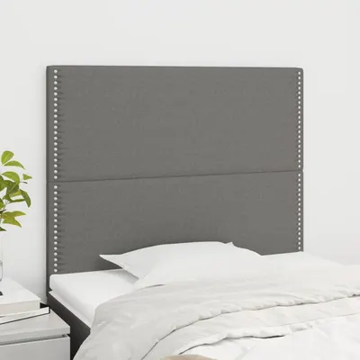 vidaXL Tăblie de pat gri închis 100x5x118/128 cm, material textil