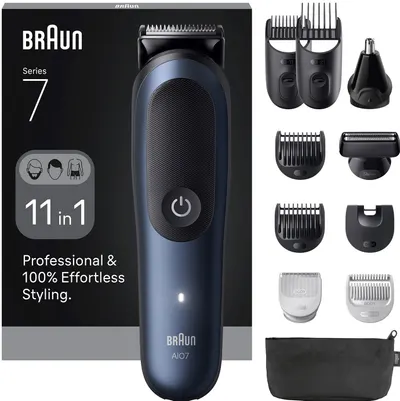 Aparat de tuns pentru față/păr/corp Braun - AIO7540, Black/Blue