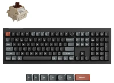 Tastatură mecanică Keychron - V6 Ultra 8K, wireless, Silk POM Red, RGB, neagră