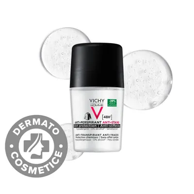 Deodorant roll-on pentru barbati anti-urme 48h Homme, 50ml, Vichy