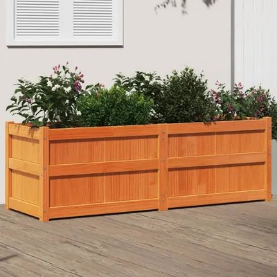 vidaXL Jardinieră de grădină, maro ceruit, 150x50x50 cm lemn masiv pin