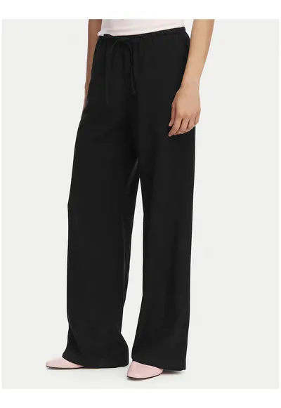 Pantaloni dama - relaxed fit - talie inalta - negru - viscoza