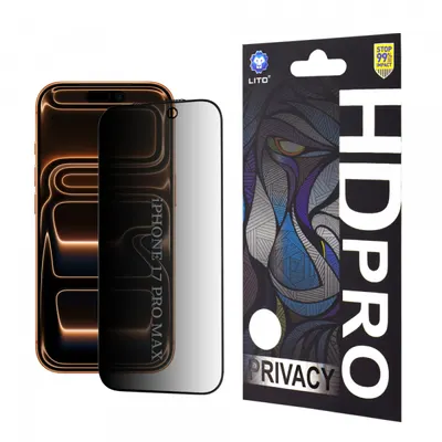 Folie de protectie Ecran Privacy Lito HD Pro pentru Apple iPhone 17 Pro Max, Sticla Securizata, Full Glue