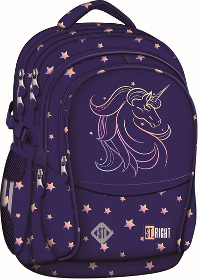 Ghiozdan școlar St. Right Unicorn Glow - 4 compartimente