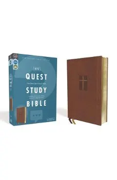 Niv, Quest Study Bible, Leathersoft, Brown, Comfort Print: The Only Q and A Study Bible