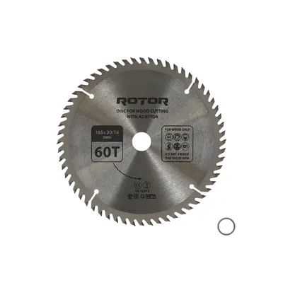 Disc taiat lemn ROTOR 185*20/16 cu adaptor 60T