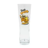 Pahar bere, 500 ml, mesaj funny “Don’t worry, beer happy!"