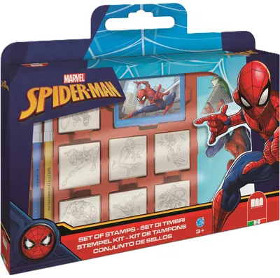 Set de ștampile Multiprint Spider-Man - 7 buc.,cu 3 carioci